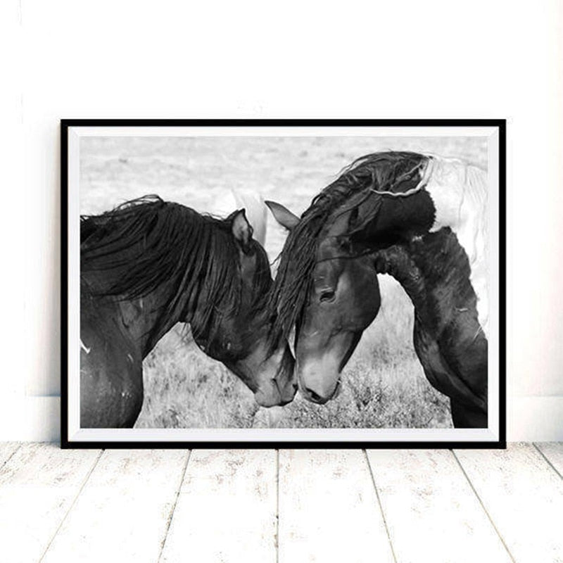 Tableau Cheval <br> Amour en Noir et Blanc – Image 3