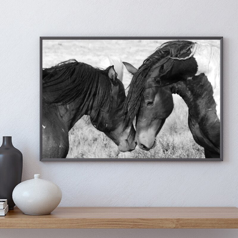 Tableau Cheval <br> Amour en Noir et Blanc – Image 4