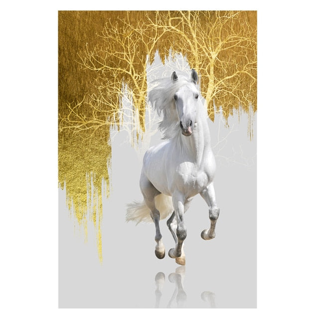 Tableaux Chevaux <br> Modernes Doré – Image 7