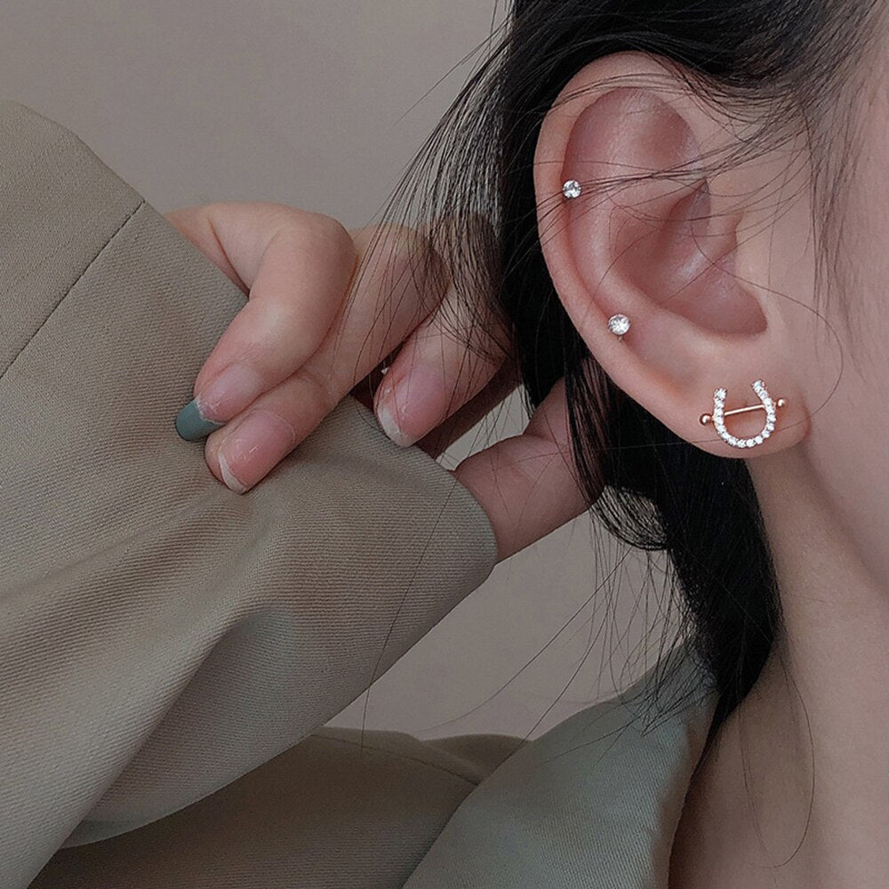 Boucles d'oreilles clou Fer à Cheval – Image 4