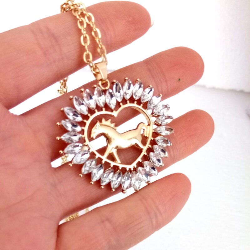 Collier Cheval Coeur avec cristaux – Image 2