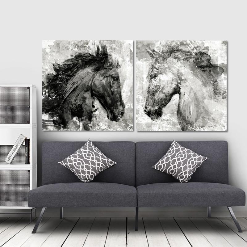 Tableau Cheval <br> Abstrait Noir et Blanc – Image 4